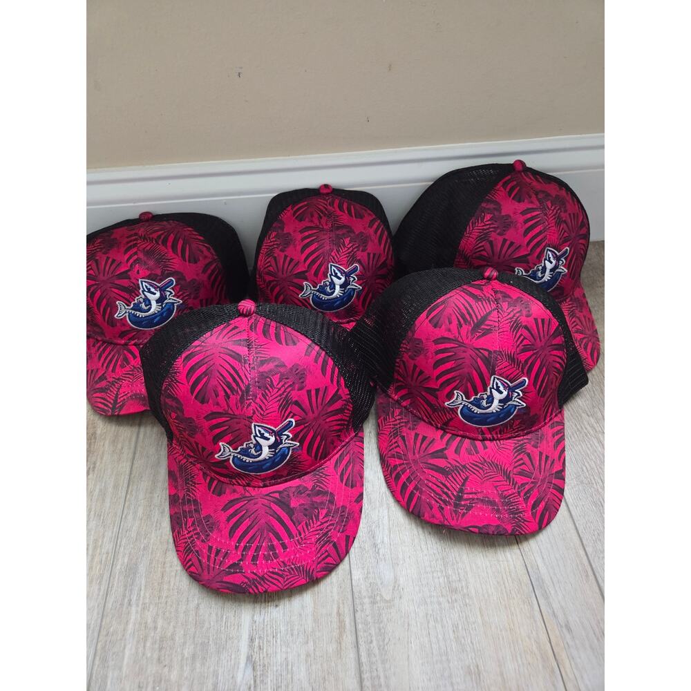 5 Lot Pensacola Blue Wahoos Flamingo Palm Trucker Hat Cap Promo Stadium